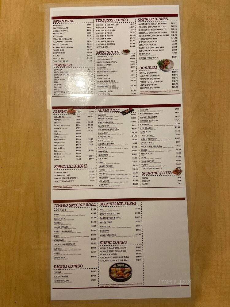 Ichiro Sushie & Teriyaki - Seattle, WA menu_pic