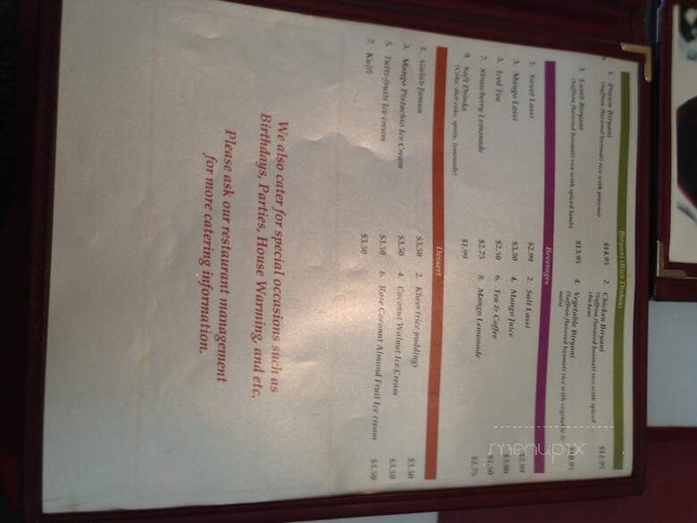 India Gate Restaurant - Bellevue, WA menu_pic