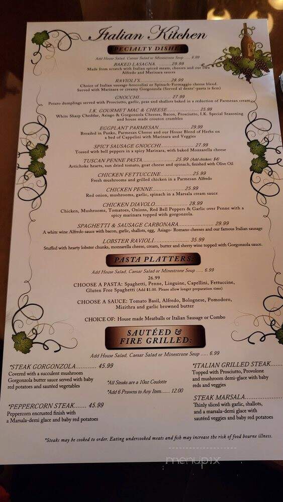 Italian Kitchen - Spokane, WA menu_pic