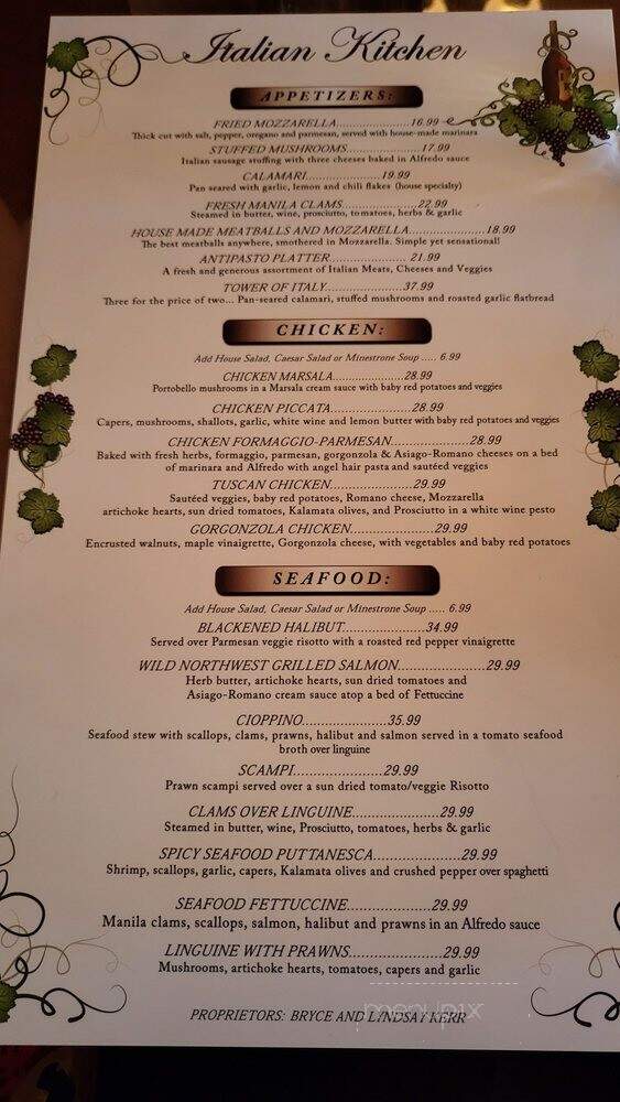 Italian Kitchen - Spokane, WA menu_pic