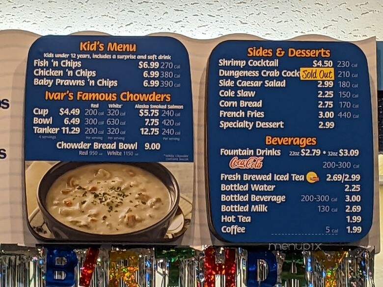 Ivar's Seafood Bar - Kent, WA menu_pic