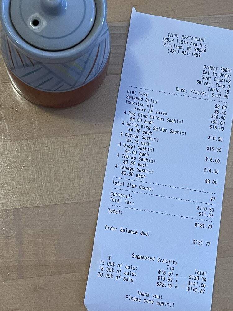 Izumi - Kirkland, WA menu_pic