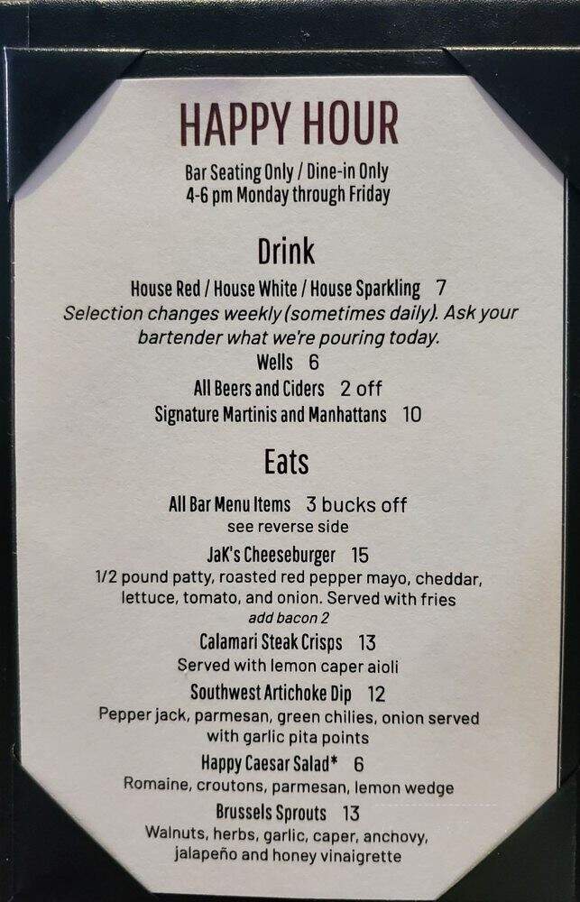 Jak's Grill - Seattle, WA menu_pic