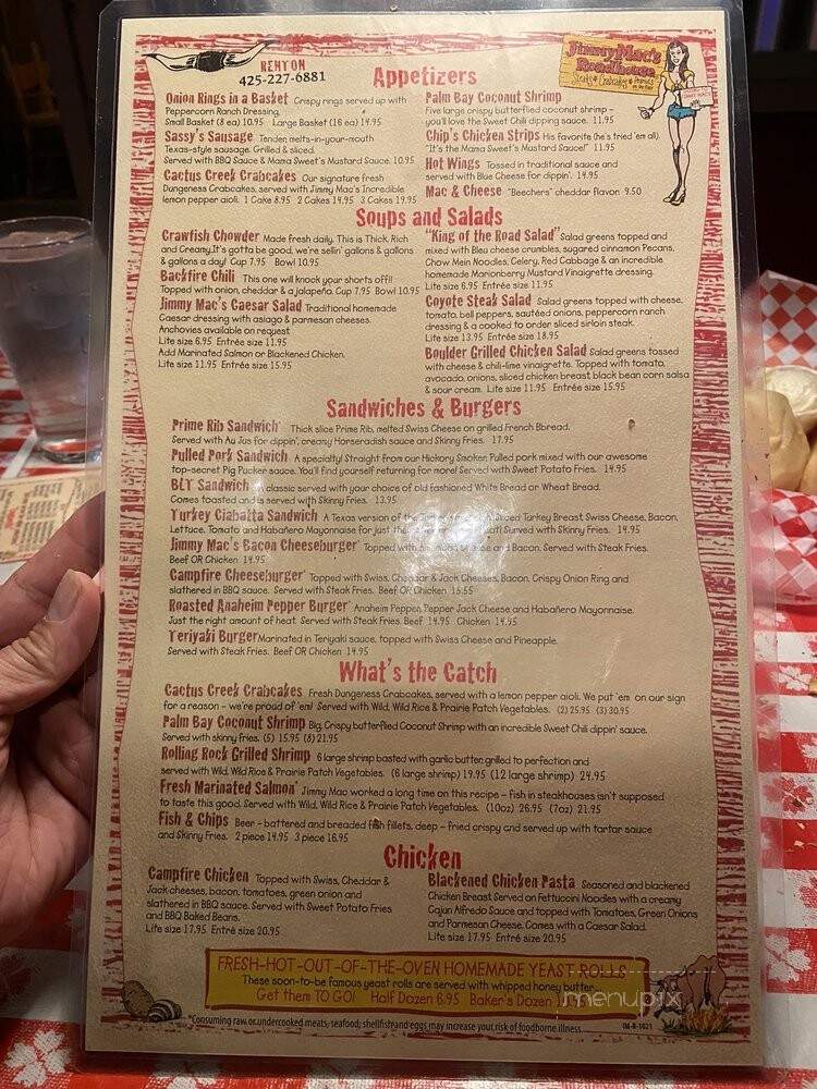 Jimmy Mack's Roadhouse - Renton, WA menu_pic