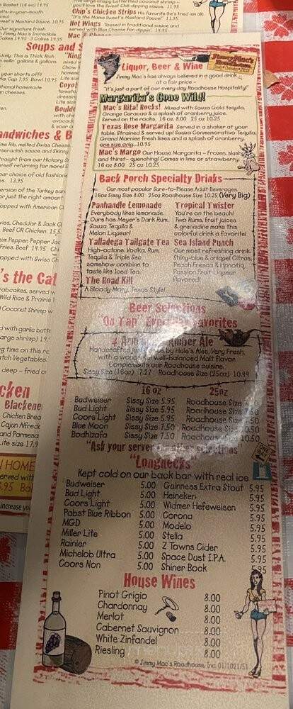 Jimmy Mack's Roadhouse - Renton, WA menu_pic