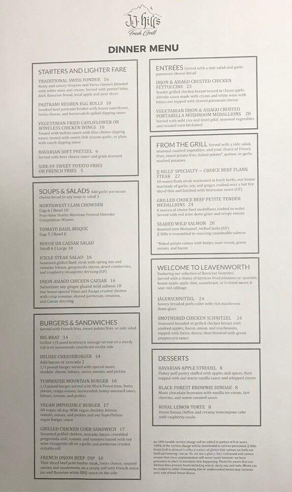 Jj Hills - Leavenworth, WA menu_pic