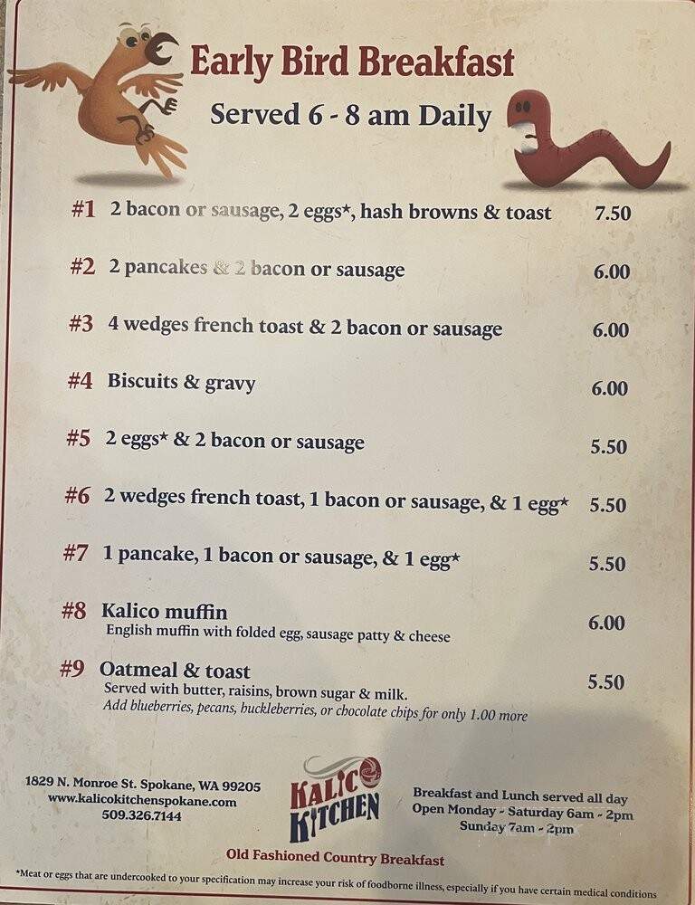 Kalico Kitchen - Spokane, WA menu_pic