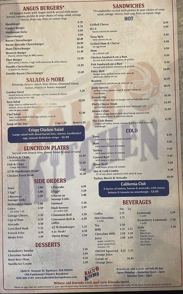 Kalico Kitchen - Spokane, WA menu_pic
