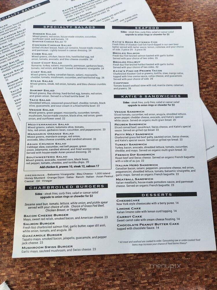 Katie Downs Waterfront Restaurant - Tacoma, WA menu_pic