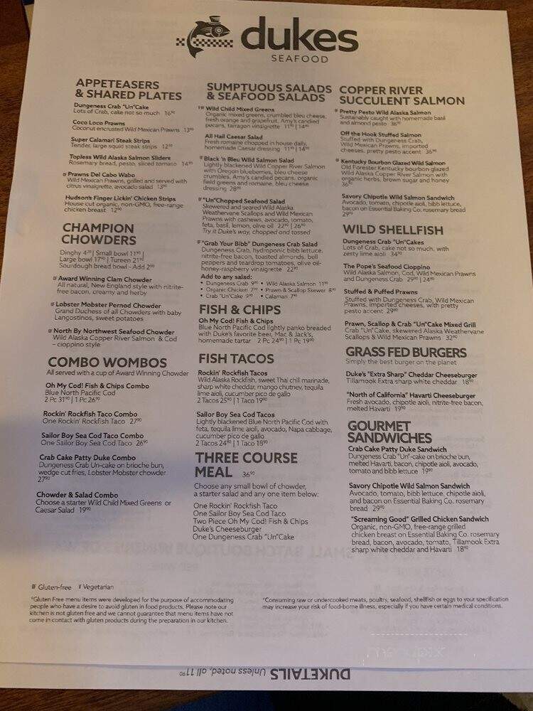 Duke's Chowder House - Kent, WA menu_pic