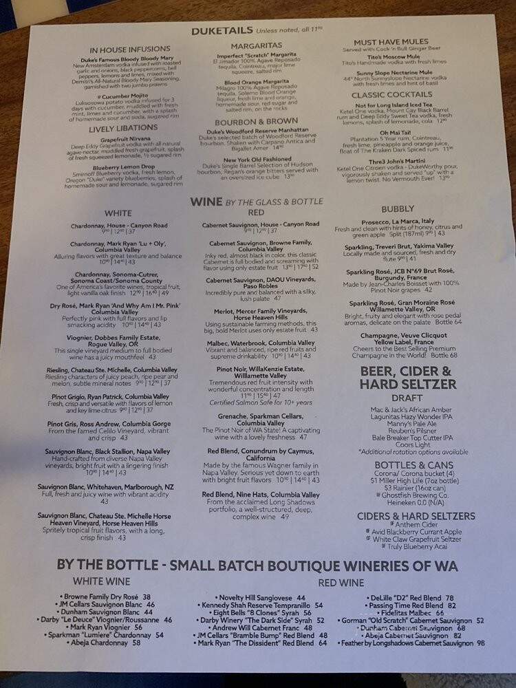 Duke's Chowder House - Kent, WA menu_pic