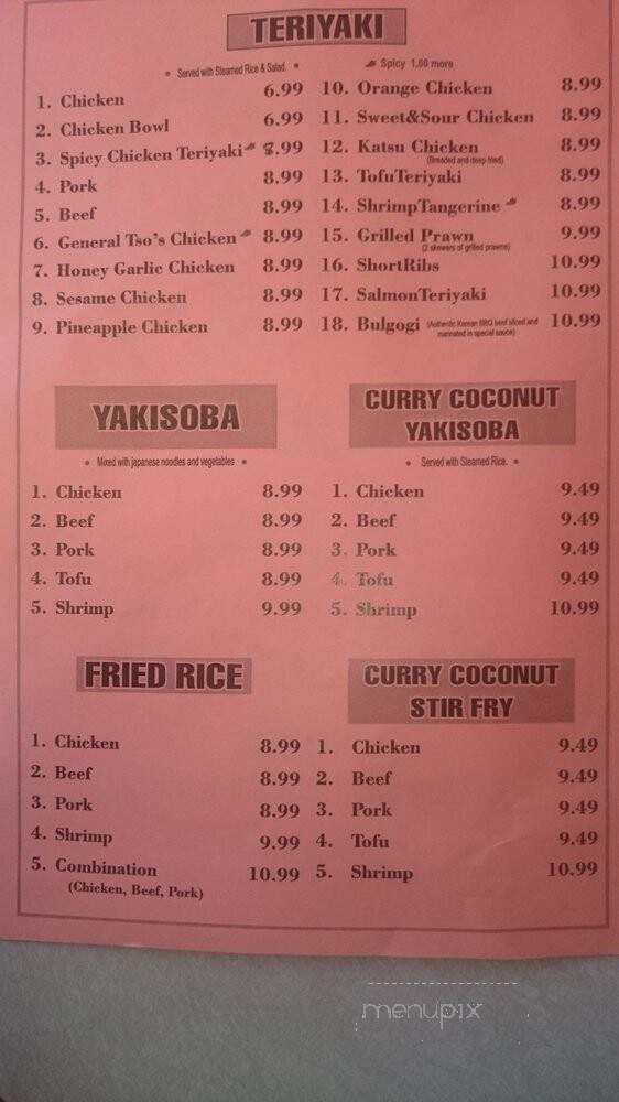 Kin Ja Teriyaki - Lakewood, WA menu_pic