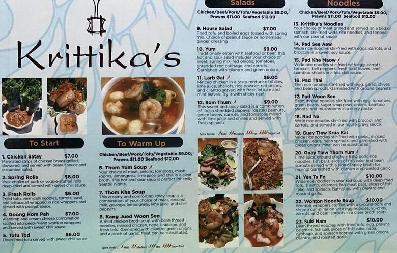 Krittika Noodles & Thai - Seattle, WA menu_pic