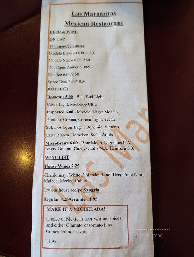Las Margaritas - Seattle, WA menu_pic