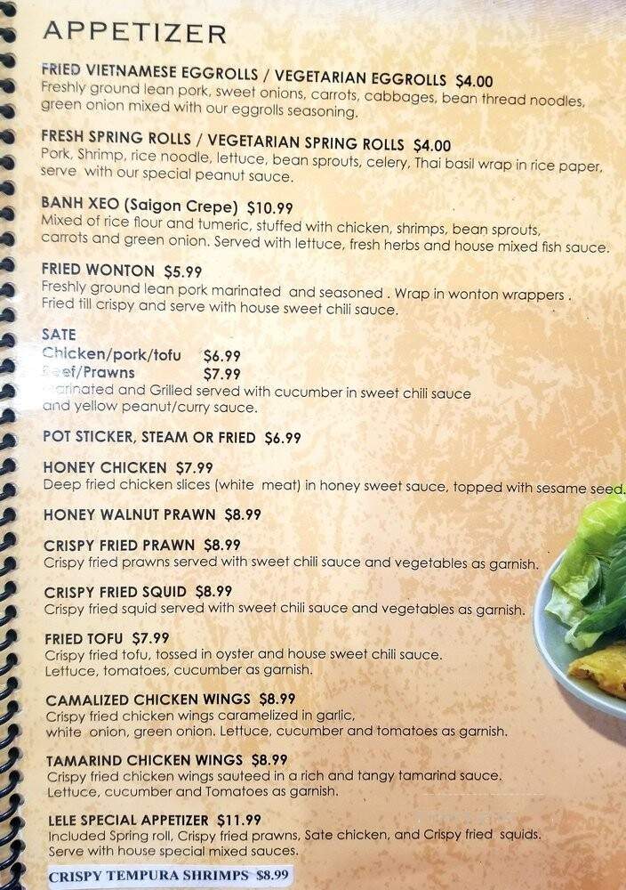 Le-Le Restaurant - Tacoma, WA menu_pic