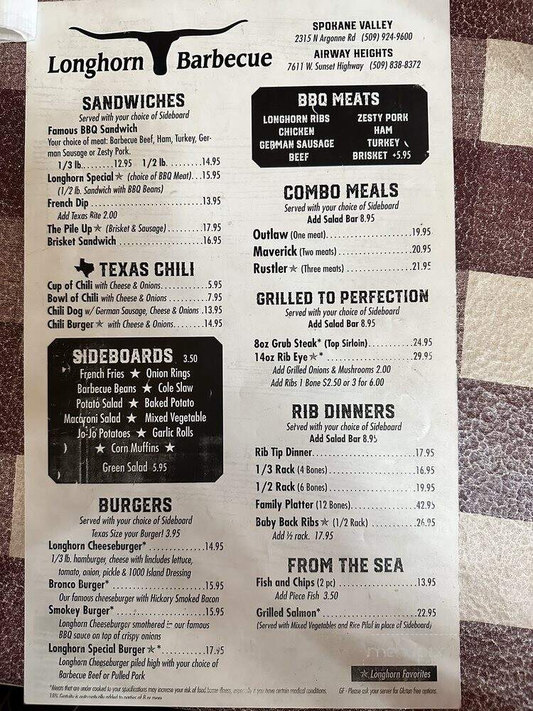 Longhorn Barbecue - Spokane, WA menu_pic