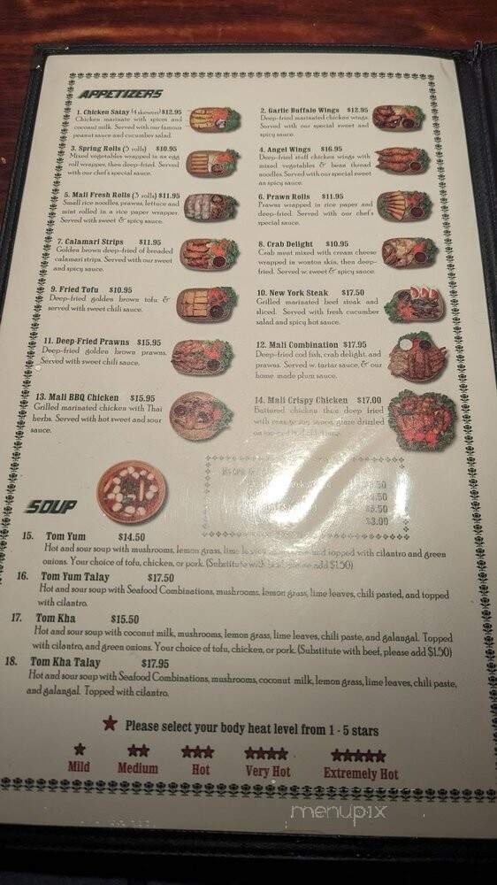 Mali Thai Cuisine - Tukwila, WA menu_pic