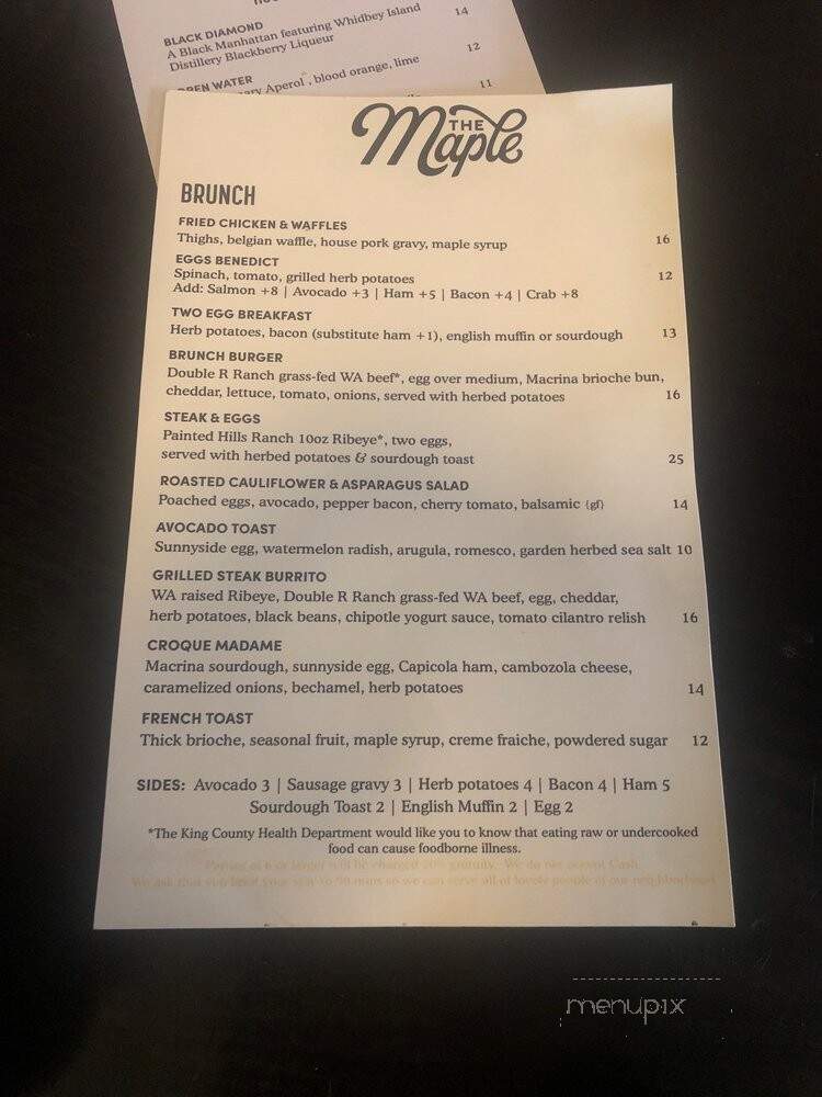 Maple Leaf Grill - Seattle, WA menu_pic