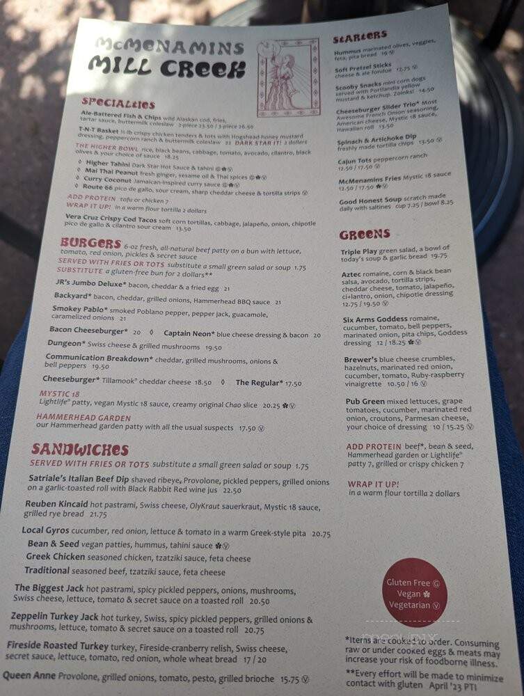 McMenamins Mill Creek - Mill Creek, WA menu_pic