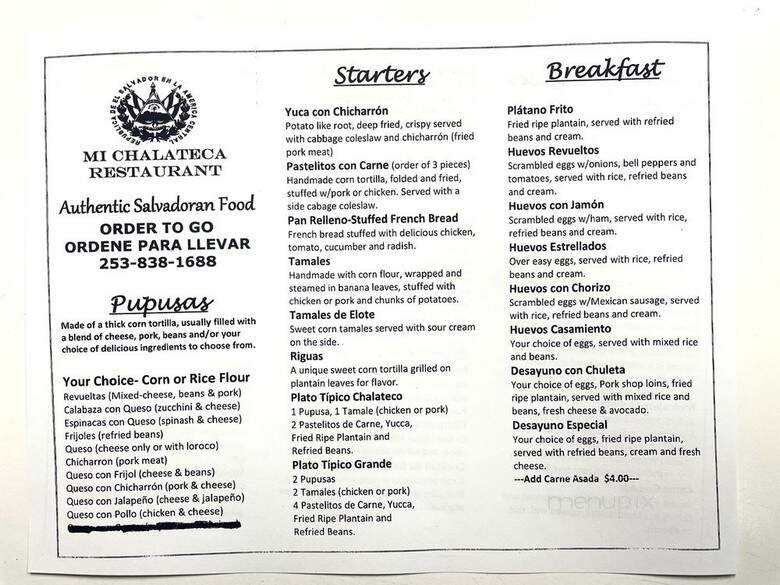 Mi Chalateca - Federal Way, WA menu_pic