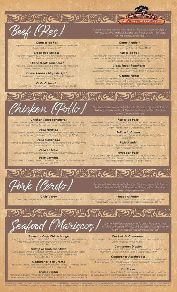 Mis Tres Amigos - Puyallup, WA menu_pic