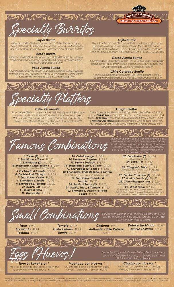 Mis Tres Amigos - Puyallup, WA menu_pic