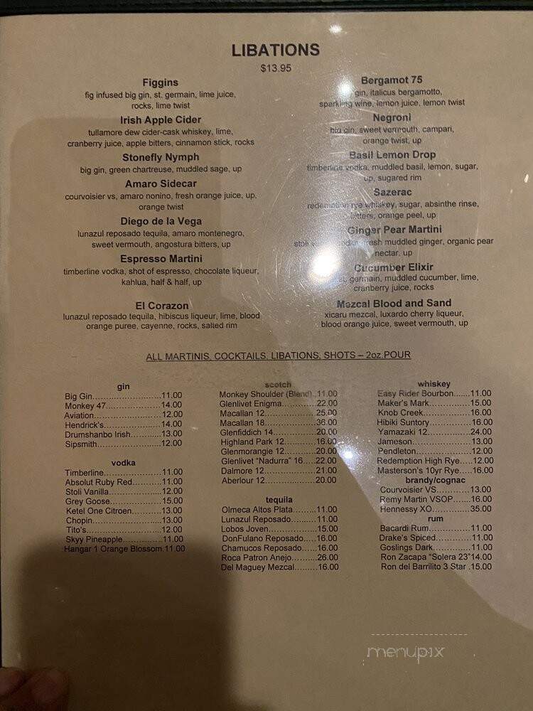 Mizuna Restaurant & Wine Bar - Spokane, WA menu_pic