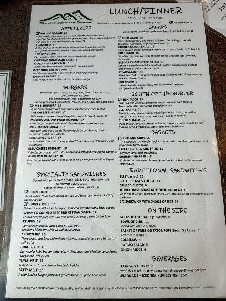 Mountsi Gulf Course Restaurant - Snoqualmie, WA menu_pic