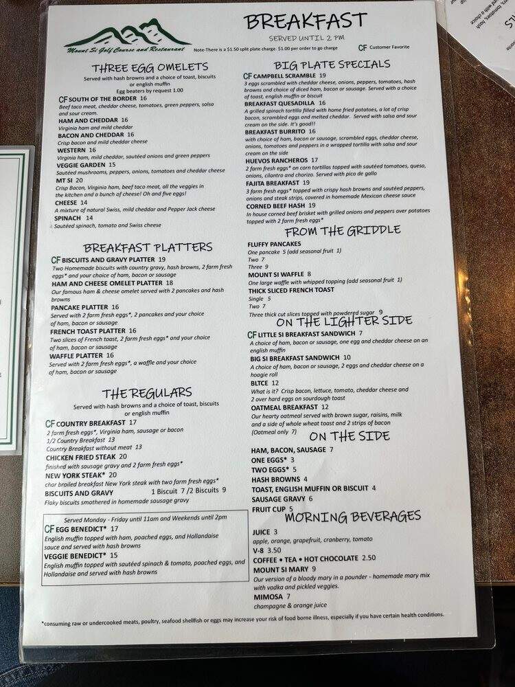 Mountsi Gulf Course Restaurant - Snoqualmie, WA menu_pic