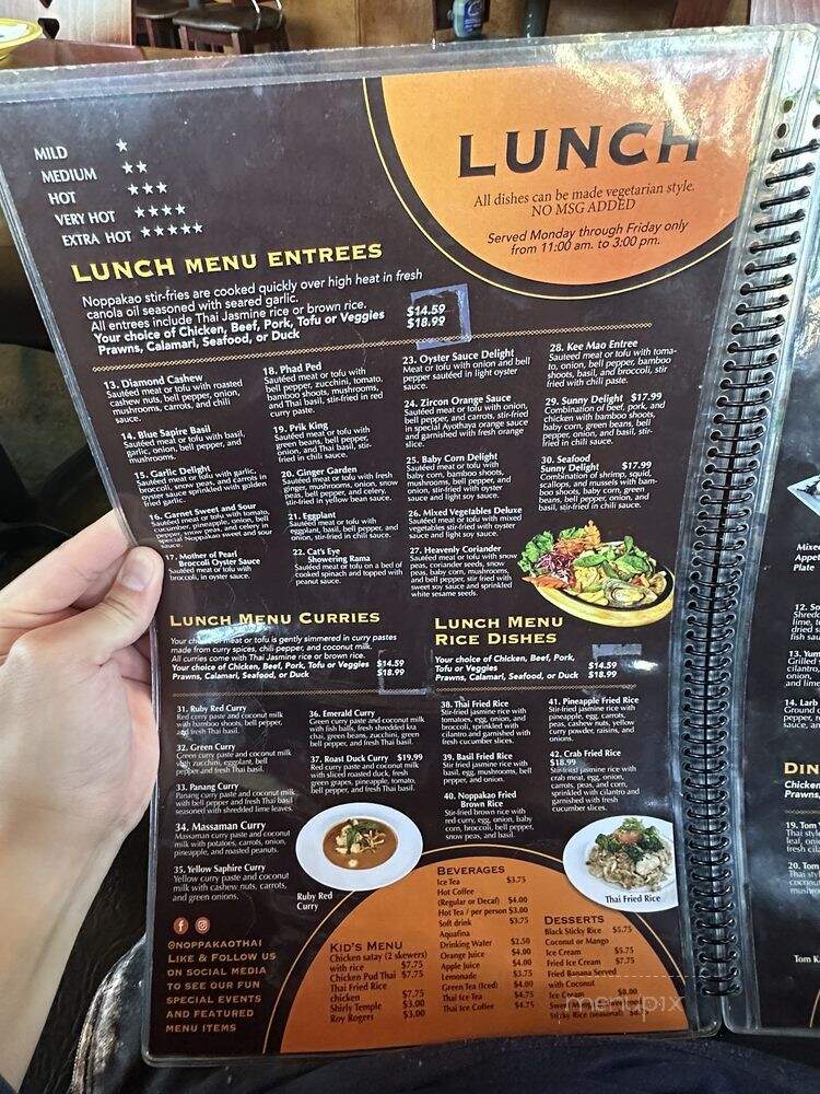 Noppakao Thai Restaurant - Kirkland, WA menu_pic