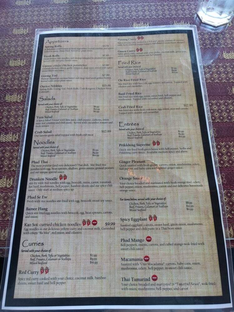 On Rice Thai Cuisine - Bellingham, WA menu_pic