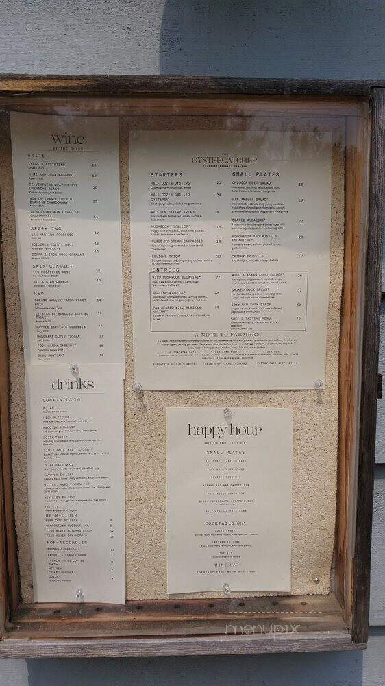 Oystercatcher - Coupeville, WA menu_pic