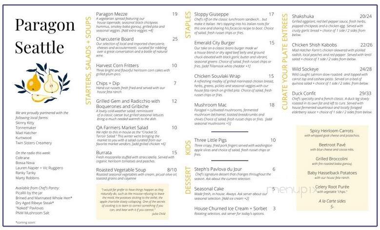 Paragon Restaurant & Bar - Seattle, WA menu_pic