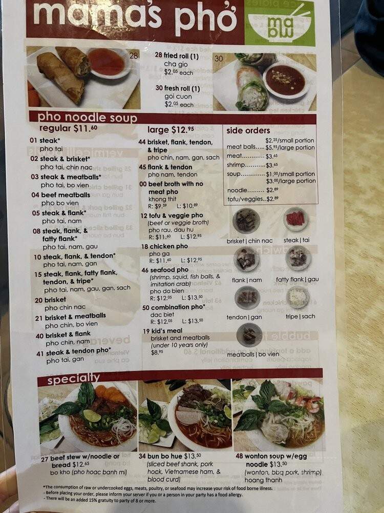 Pho Hoa - Lakewood, WA menu_pic