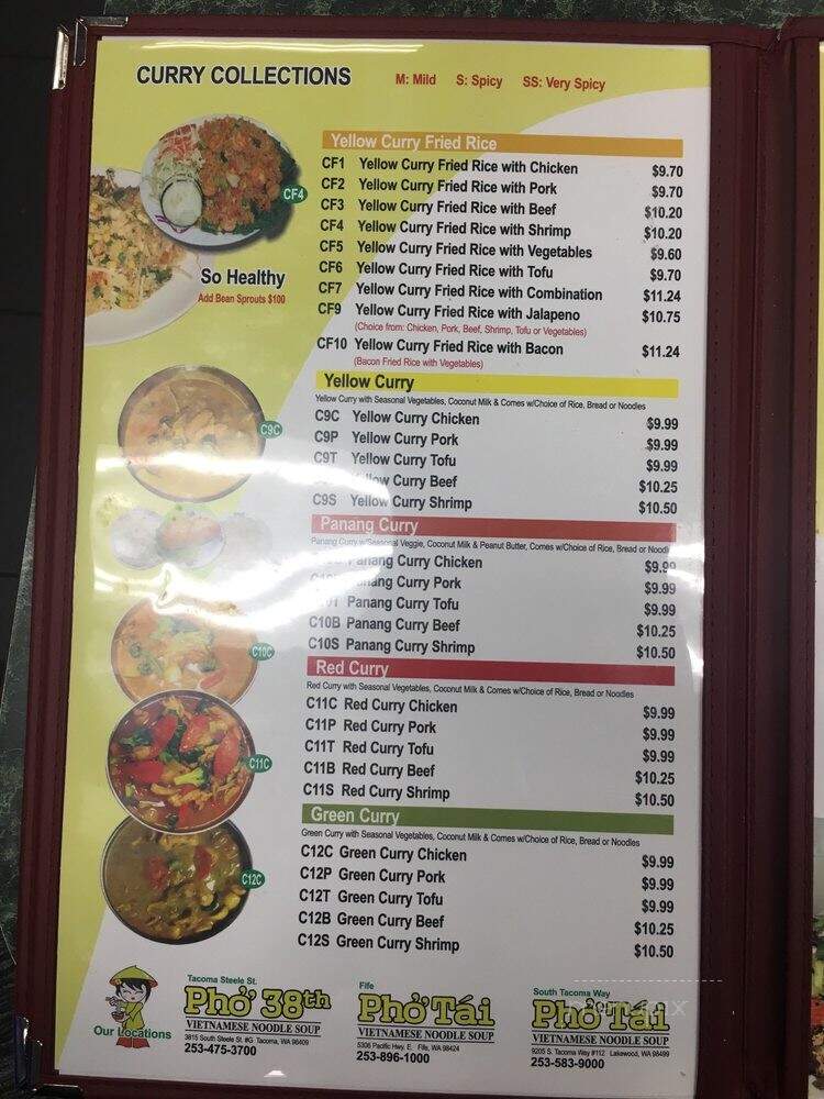 Pho Tai Restaurant - Tacoma, WA menu_pic