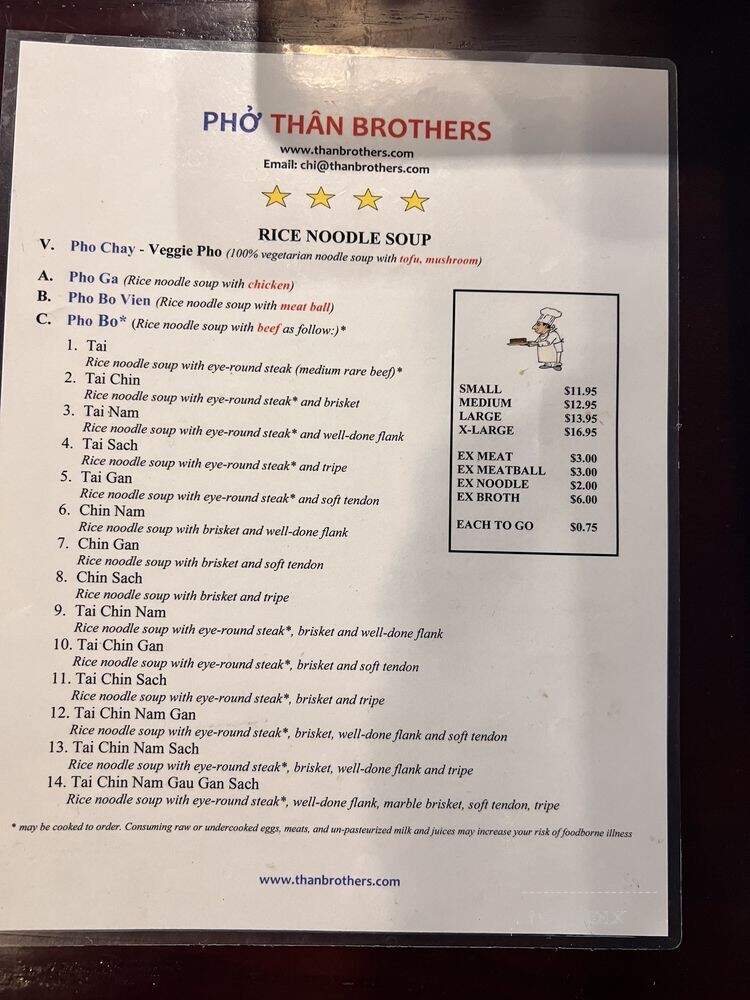 Pho Than Brothers - Seattle, WA menu_pic