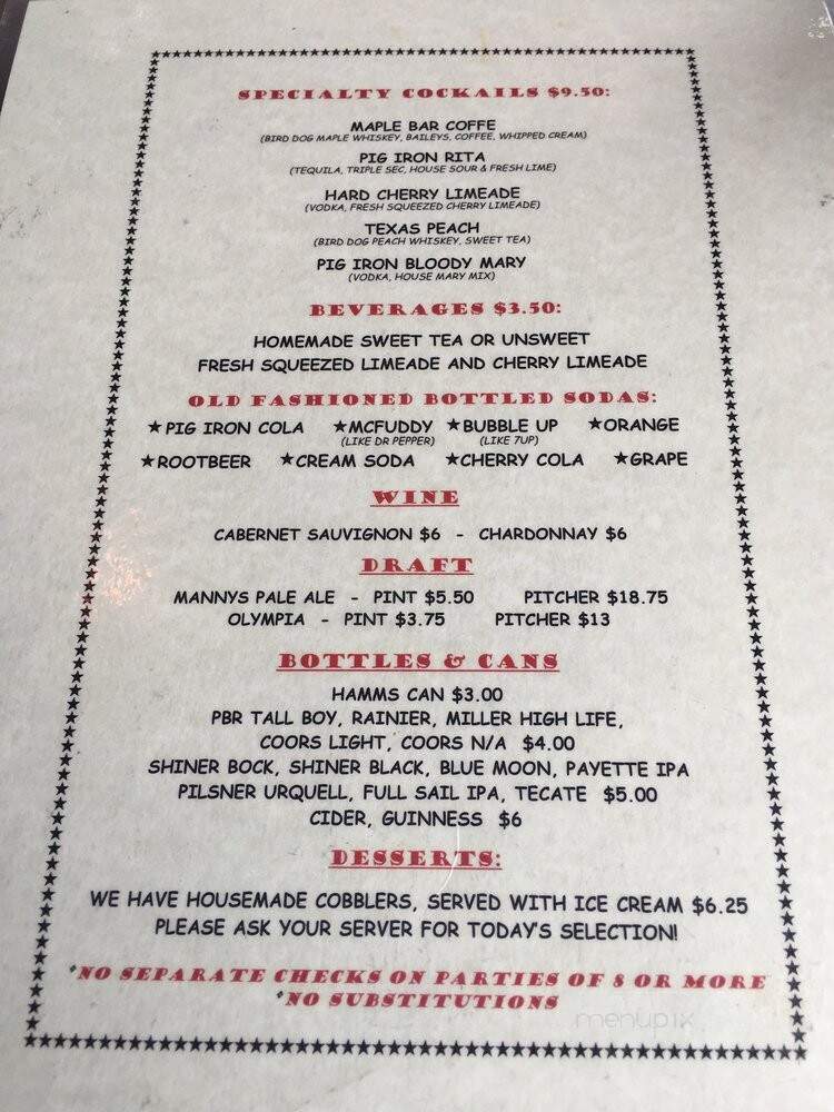 Pig Iron Bar-B-Q - Seattle, WA menu_pic