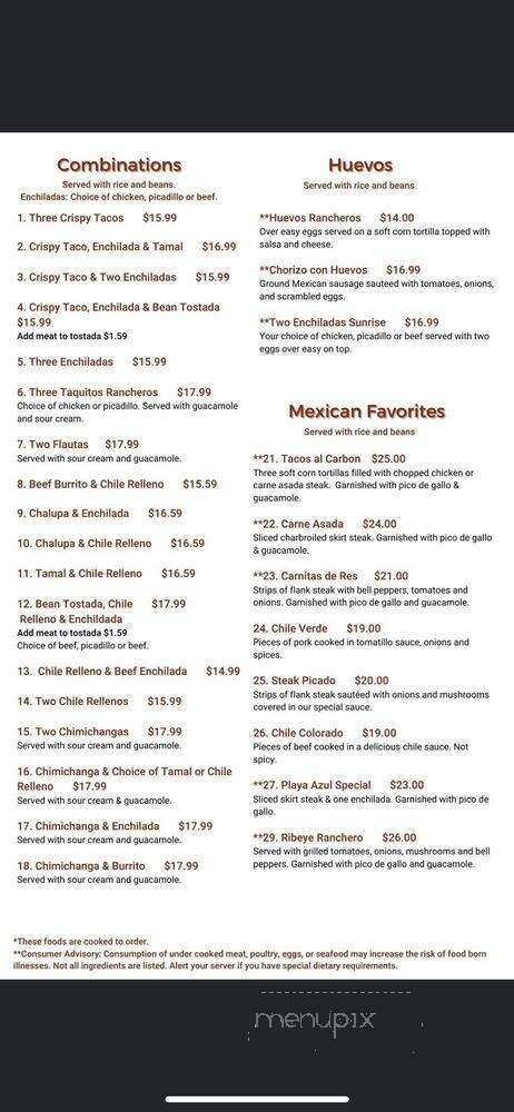 Playa Azul - Puyallup, WA menu_pic