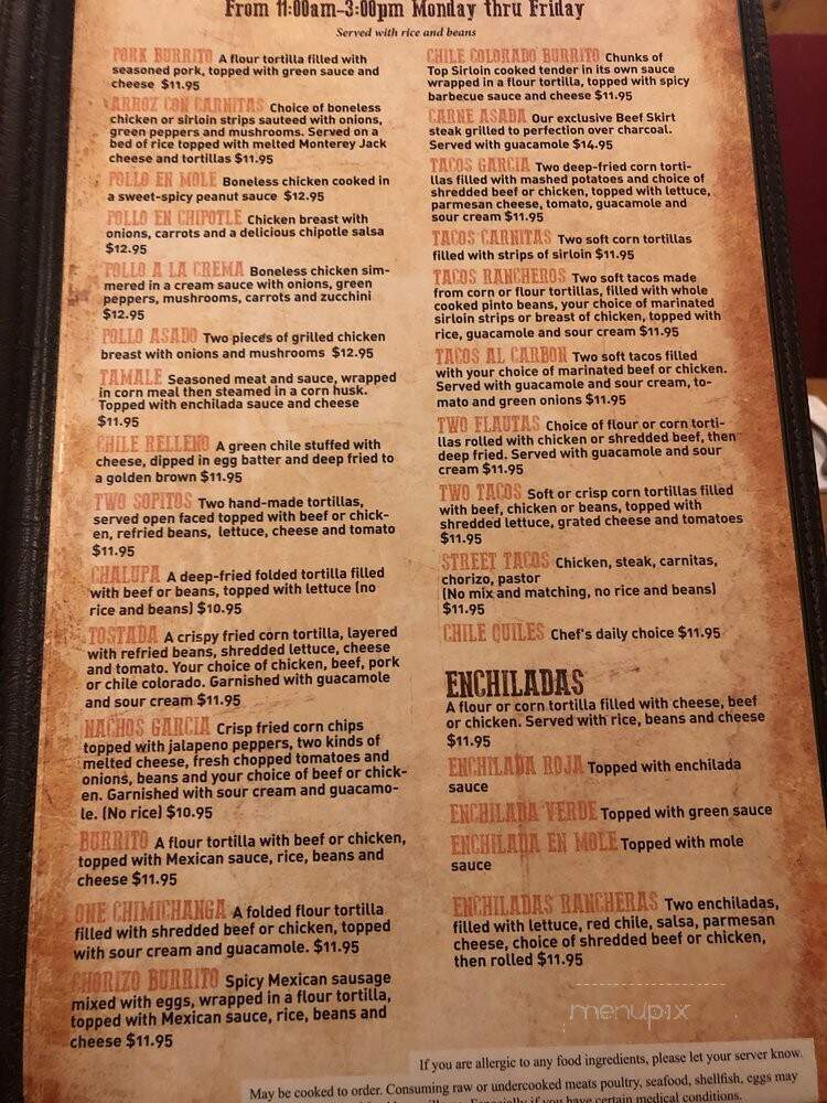 Plaza Garcia Mexican Restaurant - Kirkland, WA menu_pic