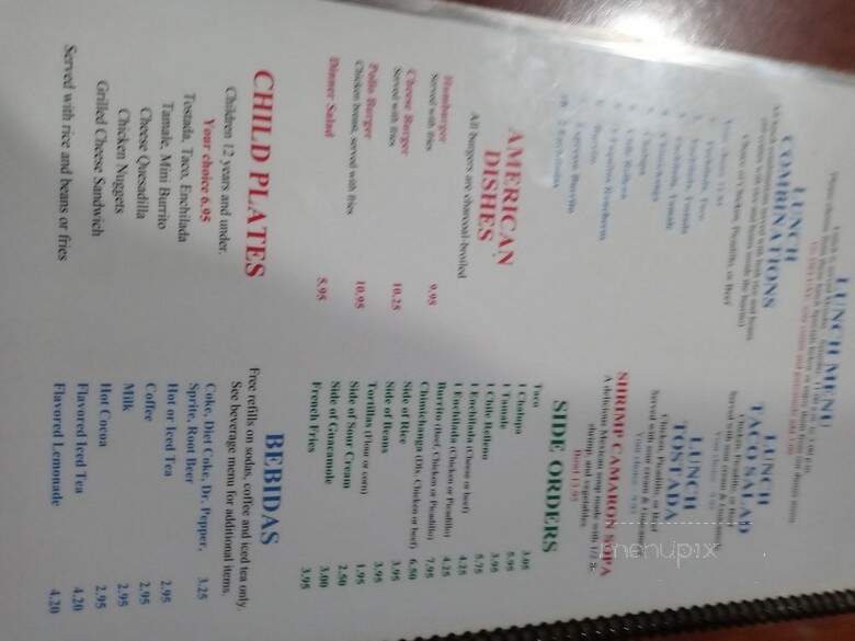 Plaza Jalisco - Kelso, WA menu_pic