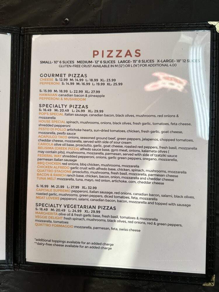 Pops Pizza & Pasta - Federal Way, WA menu_pic
