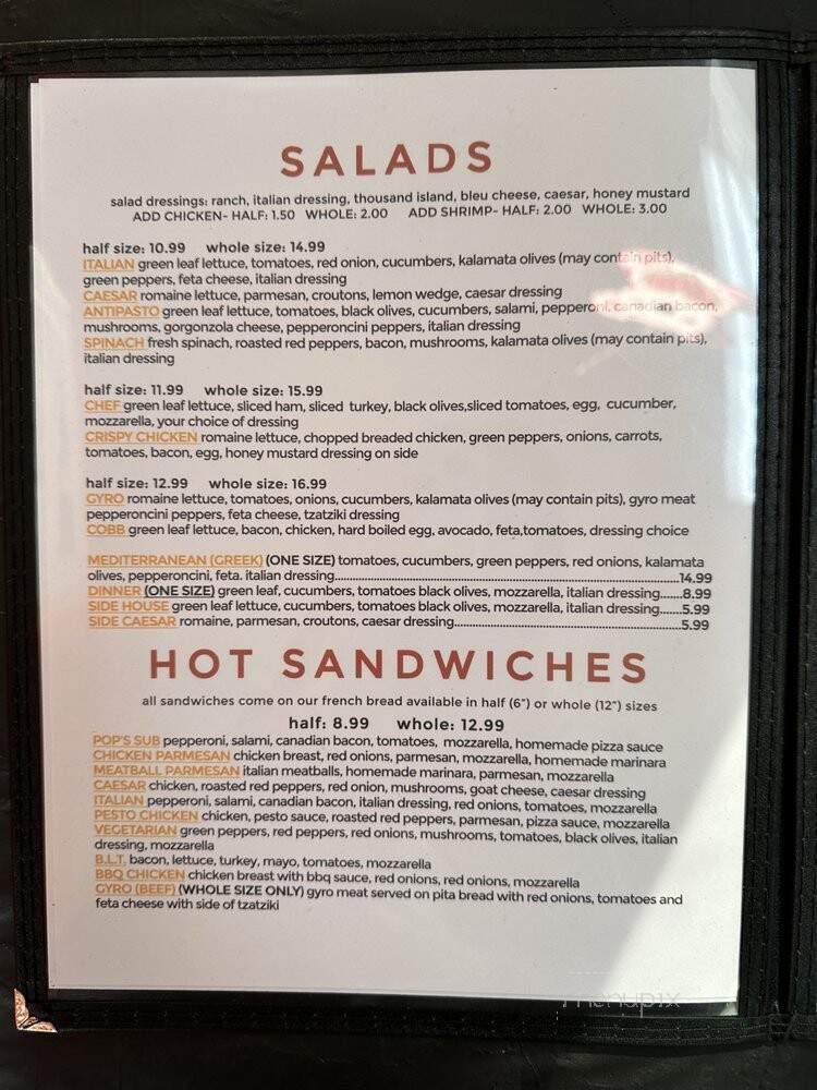 Pops Pizza & Pasta - Federal Way, WA menu_pic
