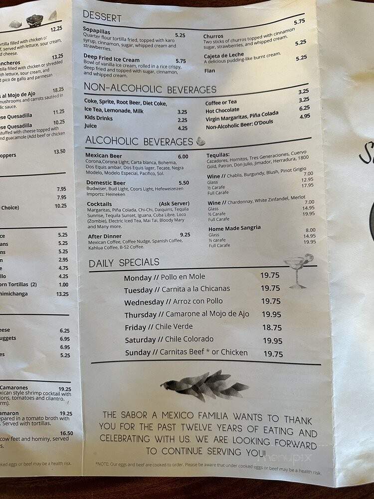 Sabor A Mexico - Mukilteo, WA menu_pic