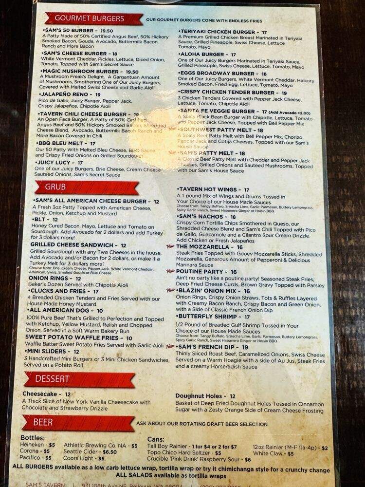 Sam's Restaurant & Lounge - Bellevue, WA menu_pic