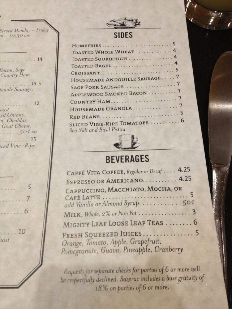 Sazerac - Seattle, WA menu_pic