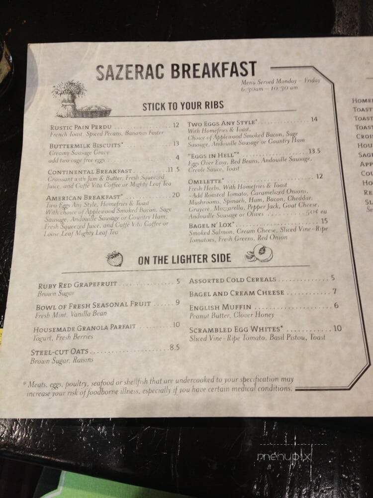 Sazerac - Seattle, WA menu_pic