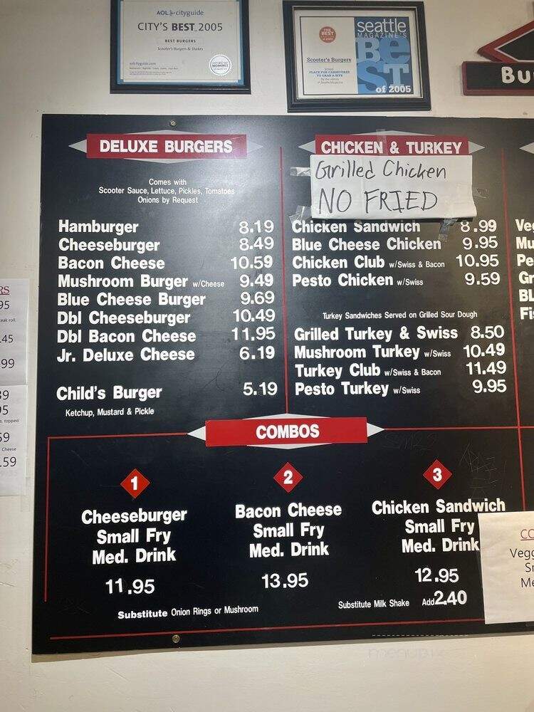 Scooter's Burgers - Seattle, WA menu_pic