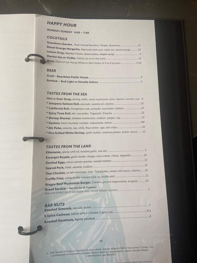 Seastar Restaurant & Raw Bar - Bellevue, WA menu_pic