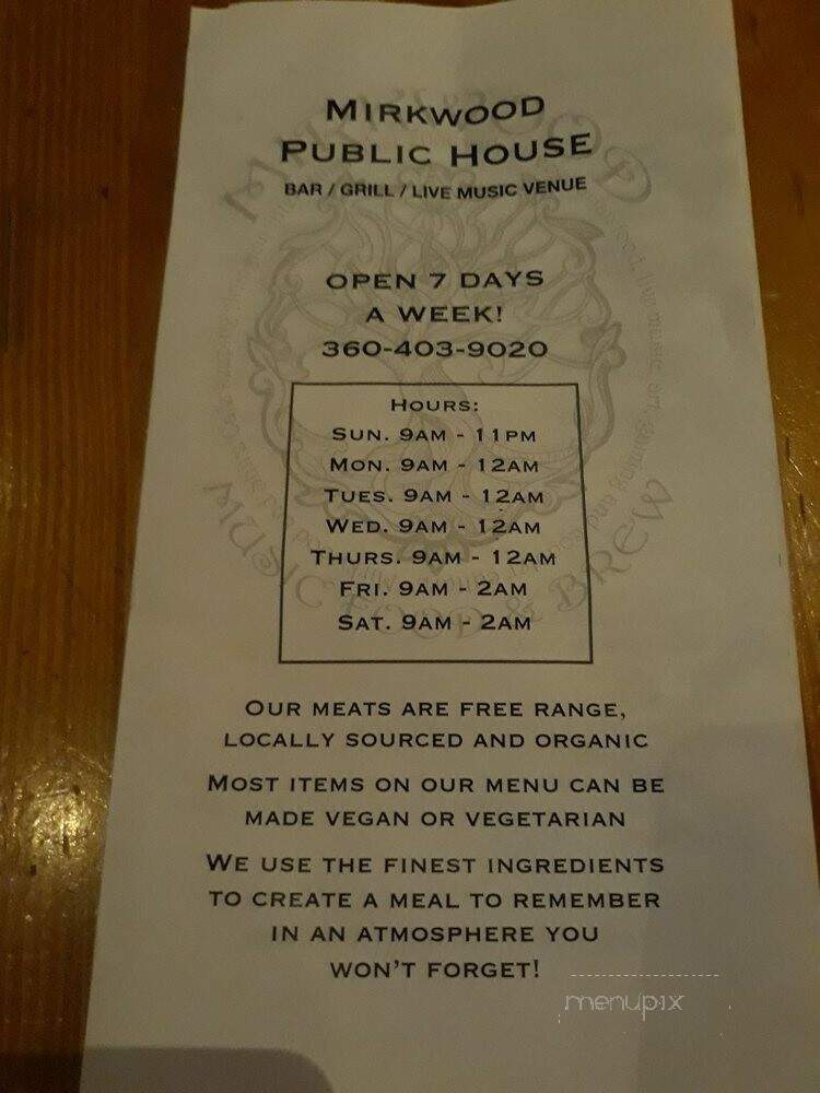 Shire Cafe - Arlington, WA menu_pic