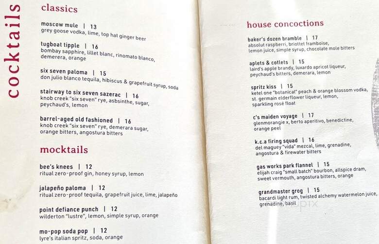 Six Seven - Seattle, WA menu_pic